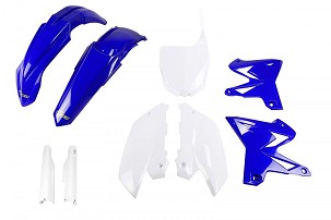 UFO KOMPLET PLASTIKE (FULL KIT) SA ŠTITNICIMA TELESKOPA (AMORTIZERA) YAMAHA YZ 125 / 250 '05-'07 RESTYLING BOJA OEM (PLAVA BELA)