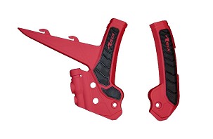 RACETECH (RTECH) 2025/12 ŠTITNICI RAMA (KOMPLET) BI-MATERIAL SUPER GRIP GAS GAS MC 125 / 250 '24, MCF 250 / 450 FACTORY EDITION '23-'24, MCF / ECF 250 / 350 / 450 '24, BOJA CRVENA / CRNA
