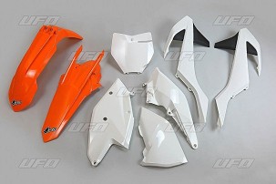 UFO KOMPLET PLASTIKE KTM SX/SXF '16-'18 (SA OSIM SX 250 '16), BOJA OEM '17 (NARANDŽASTA/BELA) (KT517E999K)