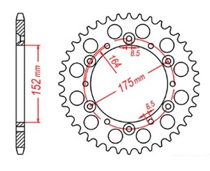 MTX PARTS LANČANIK ZADNJA 856 42 YAMAHA TT600R '98-'03, TT600S '93-'95, YFZ 350 BANSHEE`89-06 (JTR853.42) (LANAC 520)