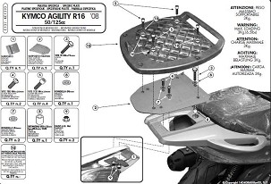 KAPPA NOSAČ CENTRALNOG KOFERA KYMCO AGILITY 50/125/150/200 R16 (08-13) ( BEZ PLOČE )