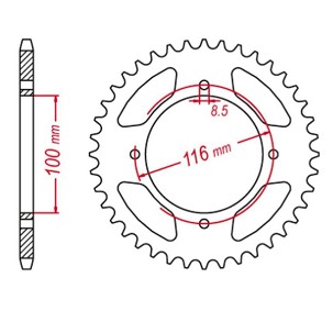 GROSSKOPF RASPRODAJA LANČANIK ZADNJA ALUMINIJUMSKA BOJA CRNA 467 52 KAWASAKI KX 80 '98-'00, KX 85 '01-'20, KX 100 '00-'21 (JTR461.52) (LANAC 420)