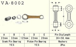 VESRAH KLIPNJAČA KAWASAKI KX 250 (KX250) '78-'08, KDX 250 (KDX250) '91-'94 (VA8002) (MADE IN JAPAN)