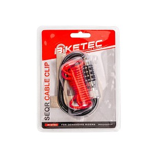 BIKETEC SEQR OSIGURAČ KABLOWE ZA KACIGU ILI ODEĆE, VELIČINA: SAJLA 4MM, 1,2M, ZAMEK NA ŠIFRU 4 CYFROWY (MOGUĆNOST RESETU KOMBINACJI)