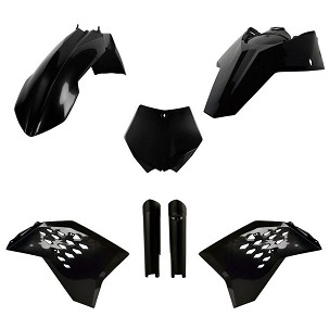 POLISPORT KOMPLET PLASTIKE (FULL KIT) KTM SX/SX-F/XC-F '08-'10W SETU TABLICA PREDNJA (8664400002) I ŠTITNICI AMORTIZERA (8398500003) BOJA CRNA