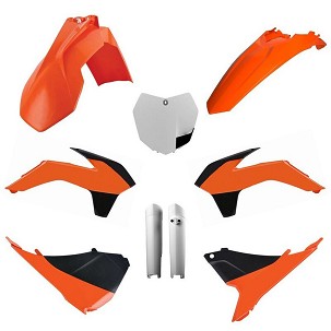 POLISPORT KOMPLET PLASTIKE (FULL KIT) KTM SX/SX-F/XC-F '13-'14W SETU TABLICA PREDNJA (8659100002) I ŠTITNICI AMORTIZERA (8398500002) BOJA NARANDŽASTA