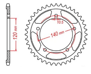 MTX PARTS LANČANIK ZADNJA 4398 47 SUZUKI DL 650 V-STROM '04-'19 (JTR1792.47) (LANAC 525)