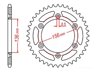 MTX PARTS LANČANIK ZADNJA 702 45 HUSQVARNA TE 410 '99-'00, TE 610 '99-'09, SMR 450/630 '03-'04, SUZUKI DR 350 '90-'03 (JTR822.45) (LANAC 520)