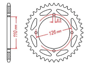 MTX PARTS LANČANIK ZADNJA 4418 47 KAWASAKI KX 65 '02-'20 (JTR1465.47) (LANAC 420)