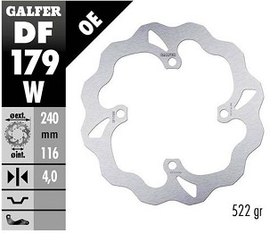 GALFER DISK KOČIONI ZADNJI KAWASAKI KX 125/250 '03-, KX 250F/450F '04-'19, SUZUKI RM 250SA '04-'06 WAVE (240X116X4MM)