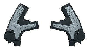 RACETECH (RTECH) 2025/12 ŠTITNICI RAMA (KOMPLET) BI-MATERIAL SUPER GRIP SURRON ULTRA BEE '23-'25 BOJA CRNA / SIVA