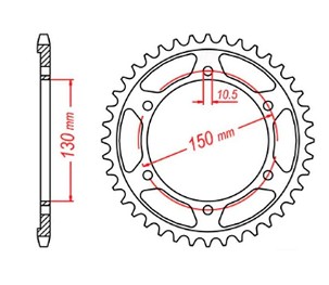 MTX PARTS LANČANIK ZADNJA 300 46 YAMAHA FZ 8 '10-'15 (JTR300.46) (LANAC 525) (39P/42P)