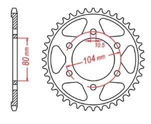 MTX PARTS LANČANIK ZADNJA 4359 42 KAWASAKI SA 1000 '03-'06, ABS '10-'13 (JTR1489.42) (LANAC 525)