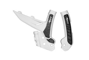 RACETECH (RTECH) 2025/12 ŠTITNICI RAMA (KOMPLET) BI-MATERIAL SUPER GRIP KTM EXC / EXCF 150 / 250 / 300 / 450 / 500 '24, SX 250 / 300 '23-24, SXF 250 / 350 / 450 '23-24, XC / XCF 125 / 250 / 300 / 350 / 450 '23-24 BOJA BELA / CRNA