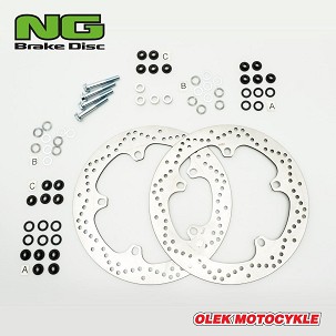 NG DISK KOČIONI PREDNJI BMW R 1200 GS/ADV '13-'18, R 1250 GS/ADV '19-'22, R 1300 GS '22, (320X181X4,8MM) (5X14,0MM) (SET DVA DISKOVA KOČIONIH O UVEĆANE PREČNIKA SA ADAPTERAMI)