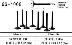 VESRAH VENTIL USISNI KAWASAKI KZ 650C/E/B/D '77-'80 (33,0 X 7,0 X 92,8 MM) (OEM: 12005-008) (1KOM.) (MADE IN JAPAN)