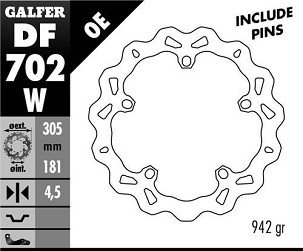 GALFER DISK KOČIONI PREDNJI BMW R 850/1100/1150/1200 (305X181X4,8) (NG1044) WAVE