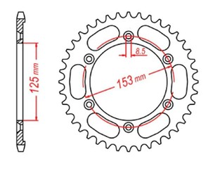 MTX PARTS LANČANIK ZADNJA 4547 54 HONDA XR 125L '03-'07 (JD19) (JTR1258.54) (LANAC 428)