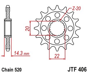 JT LANČANIK PREDNJA SA GUMOM BMW G 310 GS / R '16-'24 (STD. -1) (JTF406,15RB) (LANAC 520)