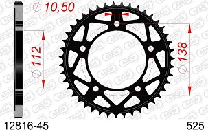 AFAM 2026/04 ZADNJI LANČANIK 4684 45 YAMAHA MT-09 '21-'24, TRACER 9 / 9 GT '21-'24, XSR900 (MTM890) '22-'24 (JTR1877.45) (LANAC 525)
