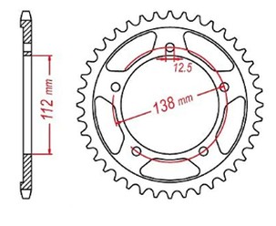 MTX PARTS LANČANIK ZADNJA 4384 43 HONDA NC 700/750S '12-'19, NC 700/750X '12-'19 (JTR1316.43) (LANAC 520)