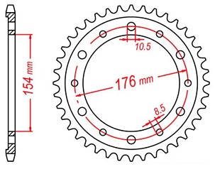 MTX PARTS LANČANIK ZADNJA 4434 43 HONDA VFR750, VFR800 V-TEC '02-'14, VFR800X CROSSRUNNER '11-'15 (JTR1340.43) (LANAC 530)