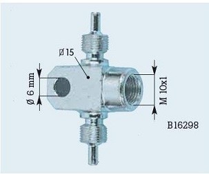 FREN TUBO PRIKLJUČAK ZA CREVA (TROKRAKI) KOMPLETNE SA JEDNYM WENETRZNYM NAVOJEM M10X1