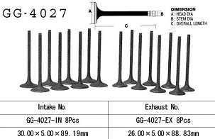 VESRAH VENTIL USISNI KAWASAKI ZX10 '88-'90 (ZX1000B1-B3) (30,0 X 5,0 X 88,83 MM) (OEM: 12005-1107) (1KOM.) (MADE IN JAPAN)