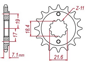 MTX PARTS LANČANIK PREDNJA HORNET 2260 14 (2160 14) SUZUKI RMZ 450 '13-'20 SAMOČISTEĆI (JTF1443.14SC) (LANAC 520)
