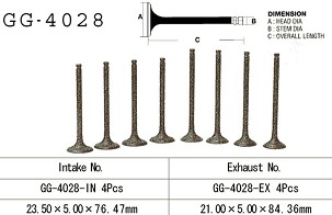 VESRAH IZDUVNI VENTIL KAWASAKI EL 250 '88-91, EX 250 '88-07' (OEM: 12005-1091) (1KOM.) (MADE IN JAPAN)